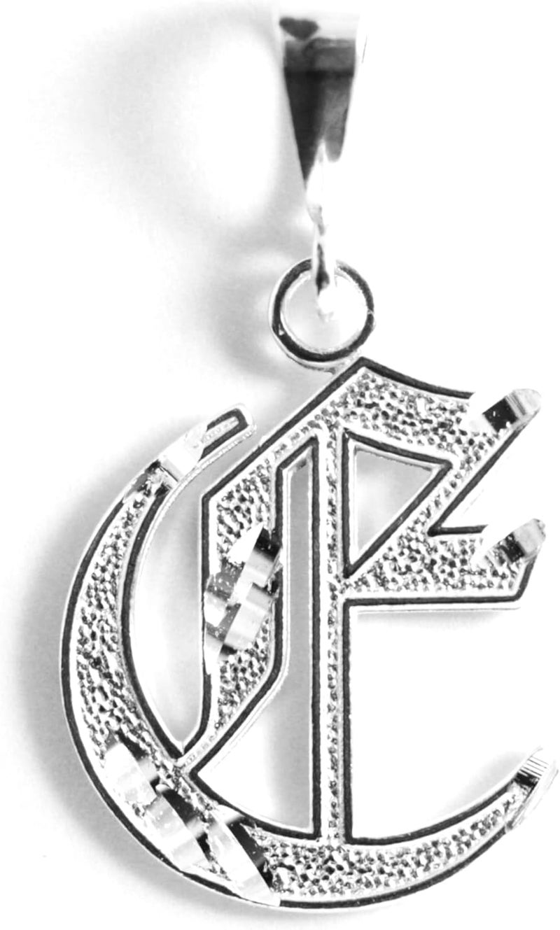 Deidreamers Personalized Gothic Old english Sterling Silver Initial A-Z Pendant. - Image 1